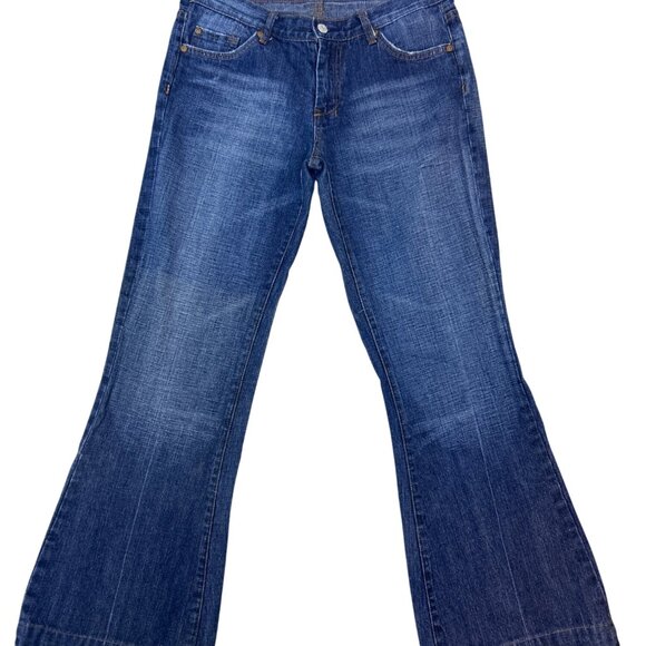 7 For All Mankind Dojo Women's Size 30 Flare Jeans Dark Wash Wide Leg 703795 - Picture 5 of 10